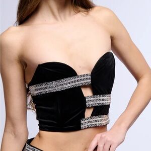 NWT AKIRA ALL NIGHT DREAM VELVET FITTED CORSET TOP